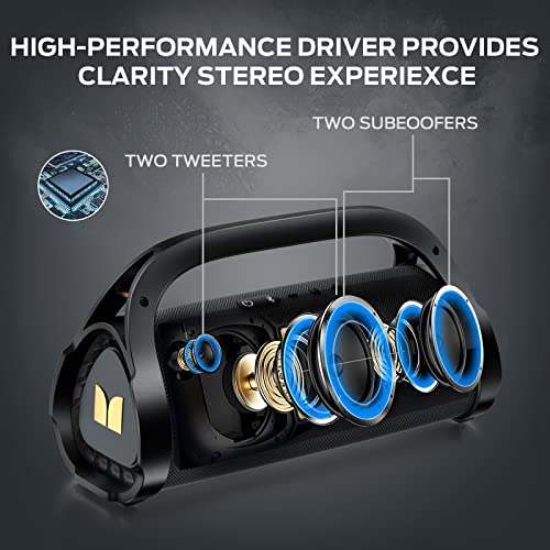 Monster Adventurer Max Portable Bluetooth Speaker, IPX7 Waterproof Wireless Speaker with Double Subwoofer Rich Bass, 100W Stereo Loud Sound Speaker with 24H Playtime for Outdoor Party Pool Beach, Gold