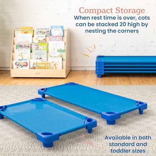ECR4Kids Stackable Kiddie Cot, Ready-to-Assemble, Standard Size, Classroom Furniture, Blue, 6-Pack by ECR4Kids - Image 5