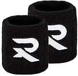 Raquex Baumwoll Armbänder - Weiches, dehnbares Baumwollmaterial. 8 cm oder 13 cm breit. Sport-Schweißbänder für Männer und Frauen 7 Farben zur Auswahl (Schwarz, 2X Armbänder (Paar))