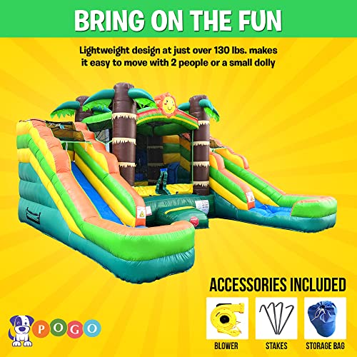 Crossover Tropical Inflatable Bounce House with Double Inflatable Water Slides for Kids, 16.5 x 15 x 11 Foot, Bouncy House for Kids, Commercial Outdoor Party Bouncer with Blower, Stakes, Storage Bag - Image 6