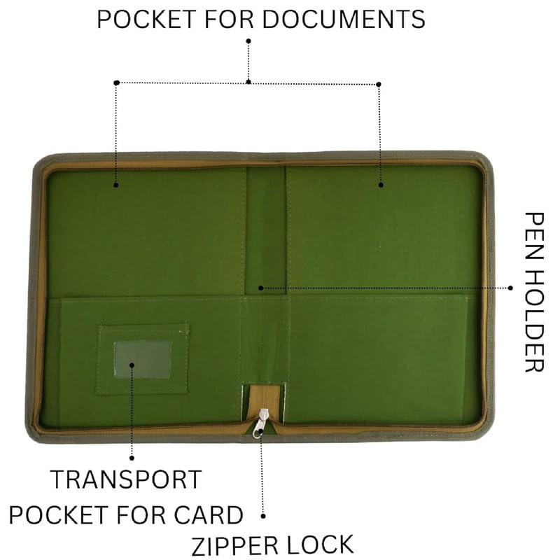 Image of Future X Eco-Friendly Jute File Folder | Handcrafted Document Folder with Button Closure | Reusable Office & Conference File Holder (Dancing Green Chain Bag)