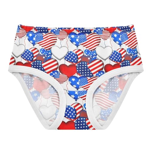 Joisal Cotton Toddlers Underwear Floral Heart Balloon Patriotic America Cute Panties Girl Fancy Kids Briefs Undies 2t