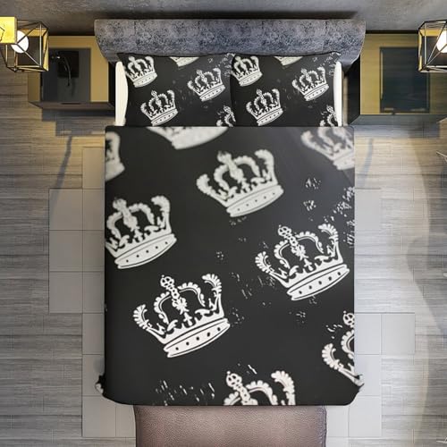 Juego de cama de 200x200 con corona negra para dormitorios modernos 7