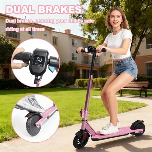 Image of Electric Scooter for Kids Ages 8-15,180W Motor,11 MPH Max Speed & 15 Miles,Adjustable Height & Speed,Colorful Lights,LED Display,UL2272,Foldable Kids Electric Scooter 155 Lbs Max Load