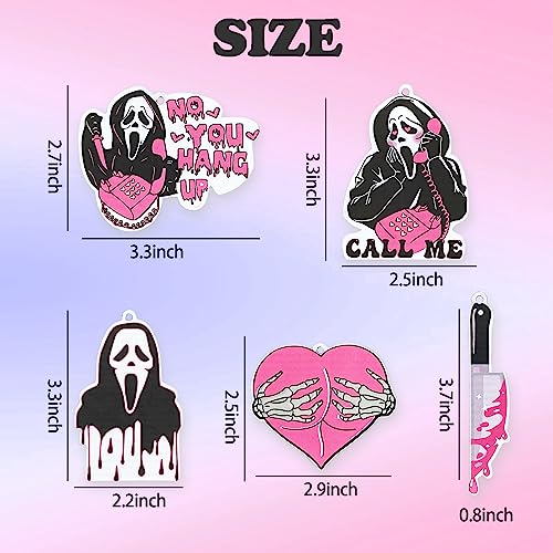 Image of 5Pcs Pink Ghost Car Air Fresheners, Cute Horror Car Interior Accessories Hanging Scents Anime Freshener Automotive Room Decor for Women Teen Girls Gift