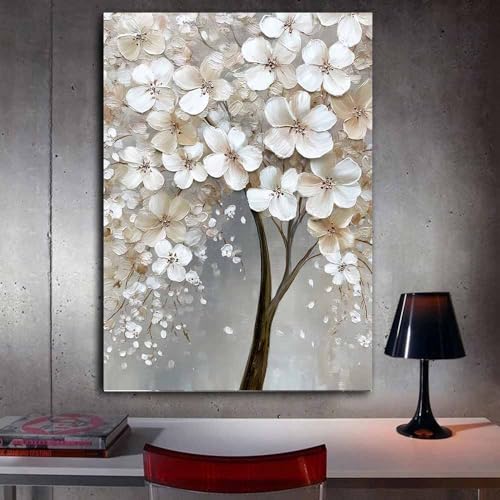 Tableau texture fleur blanche 60x80cm pour salon moderne - 3