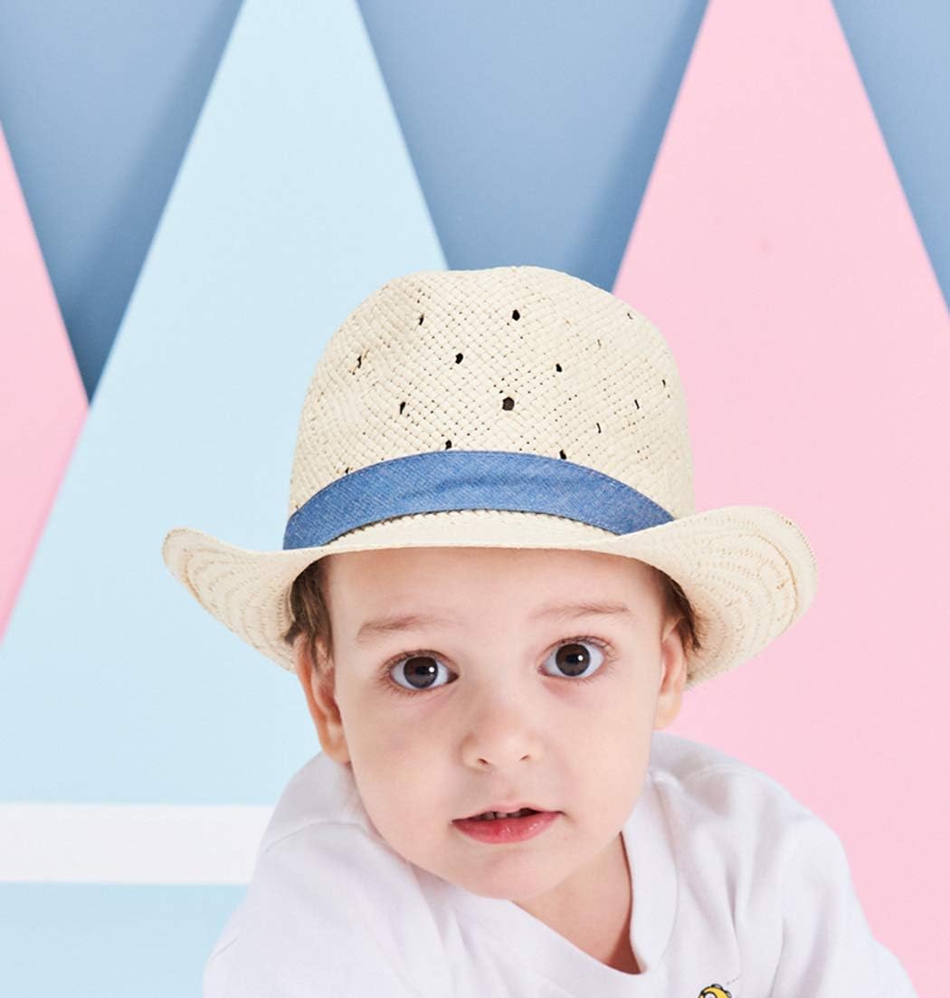LLmoway Kids Summer Straw Hat for Baby Toddler Boys Fedora Beach Sun Hat Short Brim Breathable Cool Floppy Panama Hats - Image 7