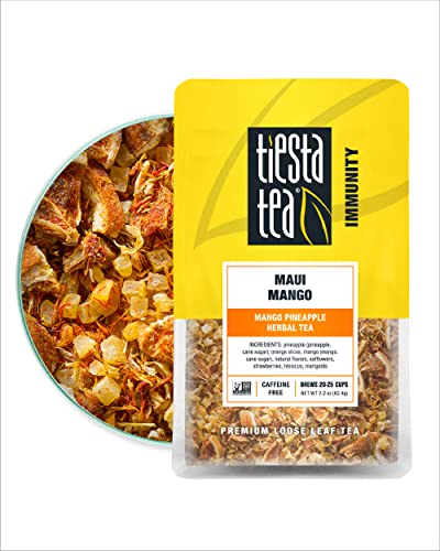 Tiesta Tea - Maui Mango, Loose Leaf Mango Pineapple Herbal Tea, Non-Caffeinated, Hot & Iced Tea, 2.2 Oz Pouch - 25 Cups, Natural Flavors, No Artificials, Herbal Tea Loose Leaf Blend #TOP3