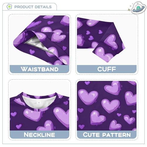 JUNZAN Purple Hearts Day Purple Hearts Little Girls Hooded Sweatshirt Long Sleeve Fall Tops Shirts Athletic 4T3