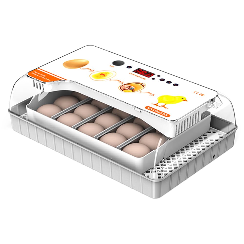 Incubateur pour œufs avec retournement automatique et mire-œuf LED intégré