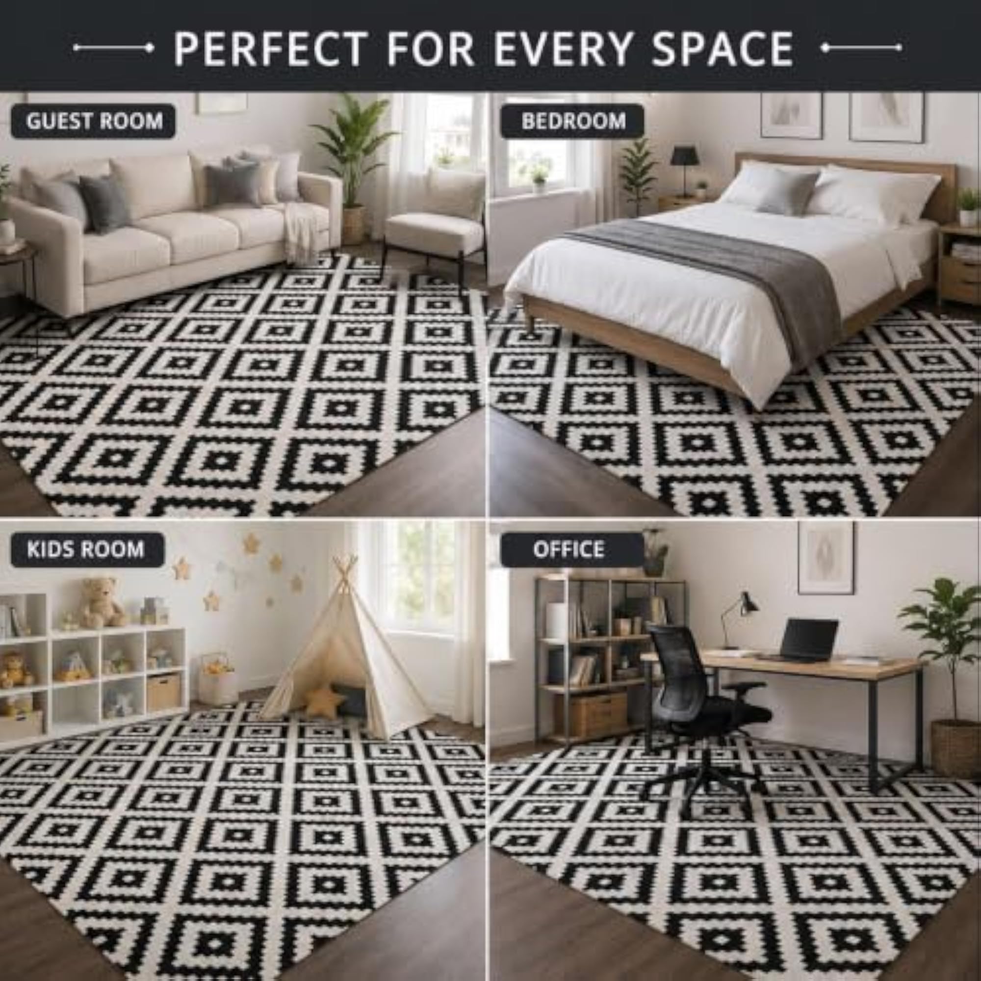 Handmade Modern Diamond Pattern Area Rug, Premium Quality