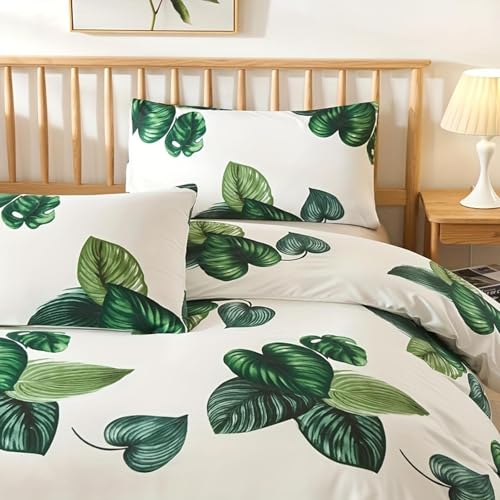 Parure de lit imprimé feuilles en textile doux et respirant
