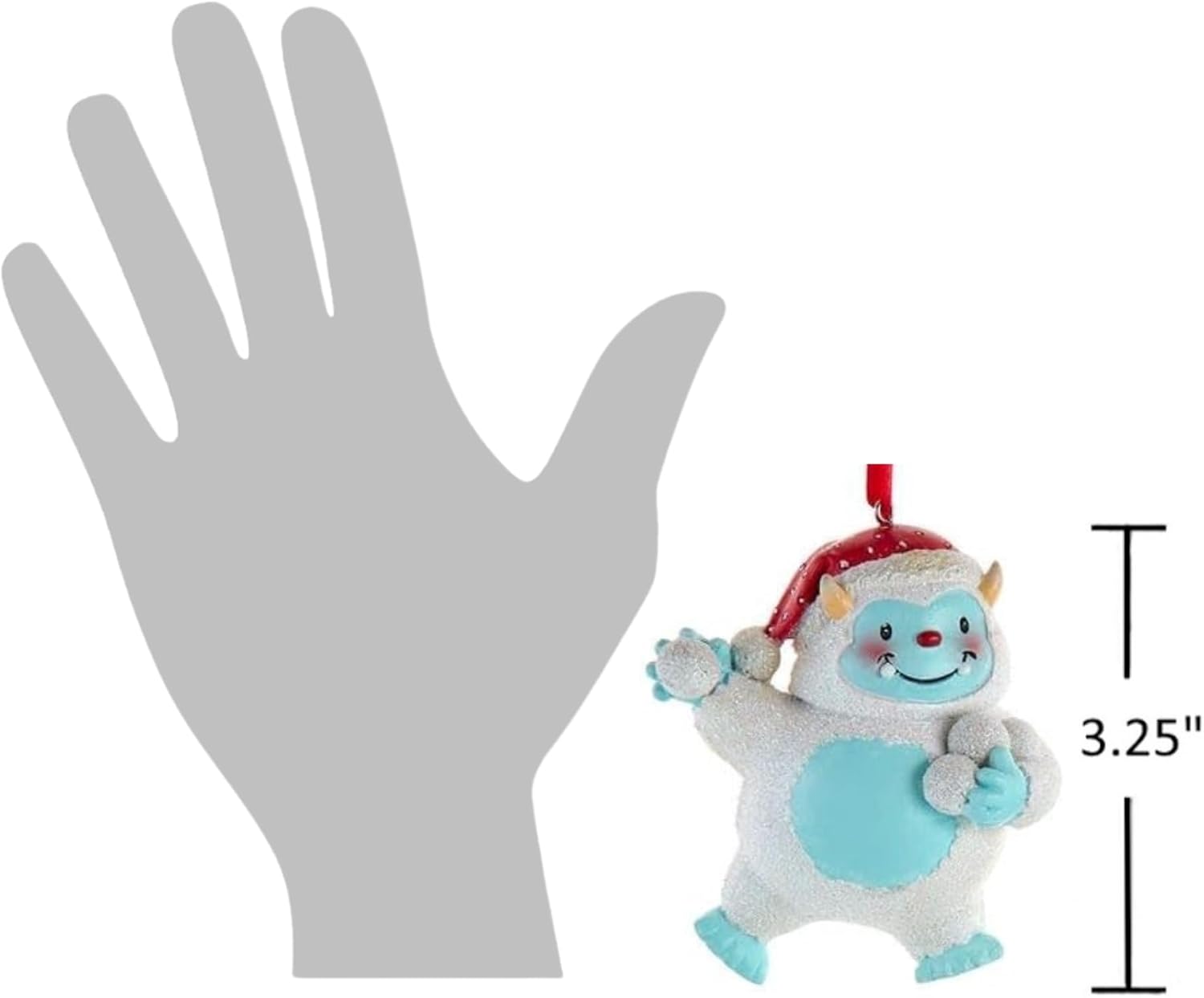 The Bridge Collection Set of 2 Yeti Christmas Ornaments - Cute Abominable Snowman Decorations with Holiday Hats - Whimsical Winter Ornaments for Christmas Tree