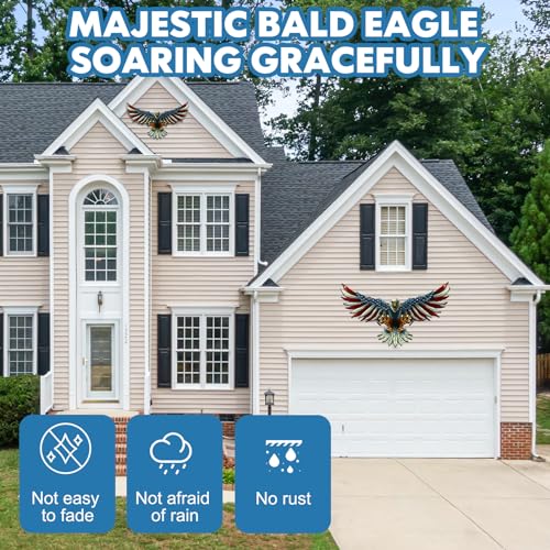 Wocoka EAGLE-02100 Metal American Bald Eagle Wall Art,40 Inch*24 Inch Oversize Metal Eagle Wall Decor American Flag Bald Eagle Hanging Patriotic Sculpture Independence Day Wall Decorations(4 Pieces Combined) thumb #5