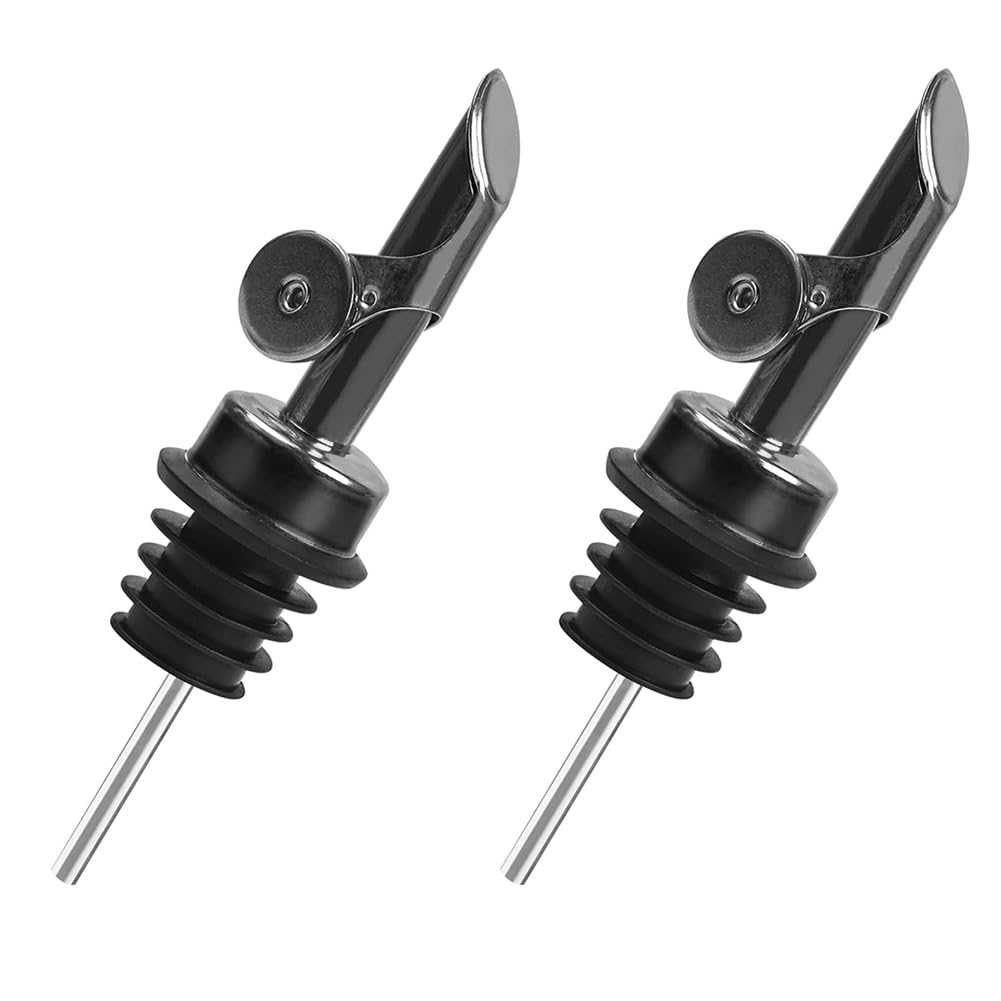 Butyge Liquor Pour Spout For Bottles, Hygienic Quick Bottle Pourer With 2 Adapters For Large Neck Bottles, Auto-Open/Close