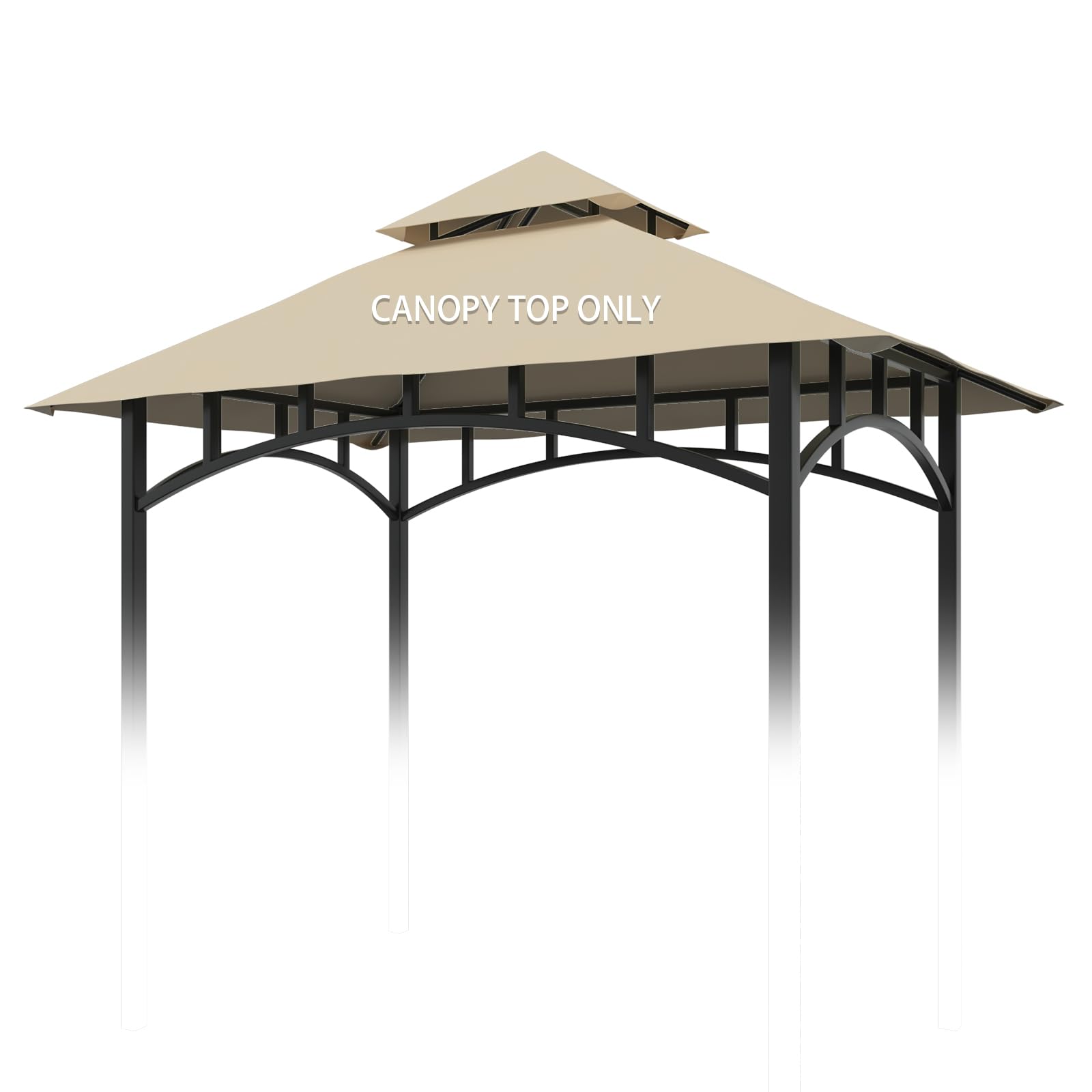 Toldo de repuesto para kiosco, 5 x 8 pies, techo de repuesto de doble nivel, cubierta de techo de barbacoa al aire libre, refugio de parrilla, color beige