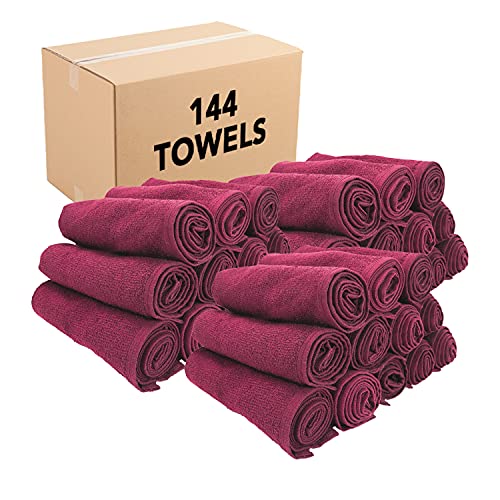Image of Arkwright Bleach Resistant Salon Towels Bulk - 100% Cotton Hair Towels, Soft, Absorbent, Quick Dry Spa & Barber Towels for Hair Stylist, Nail Salon & Esthetician, 16 x 28, Burgundy (Case of 144)