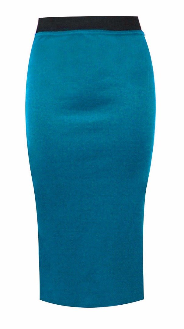 Elum Women's Turquoise ® Plain Office Bodycon Pencil Midi Skirt