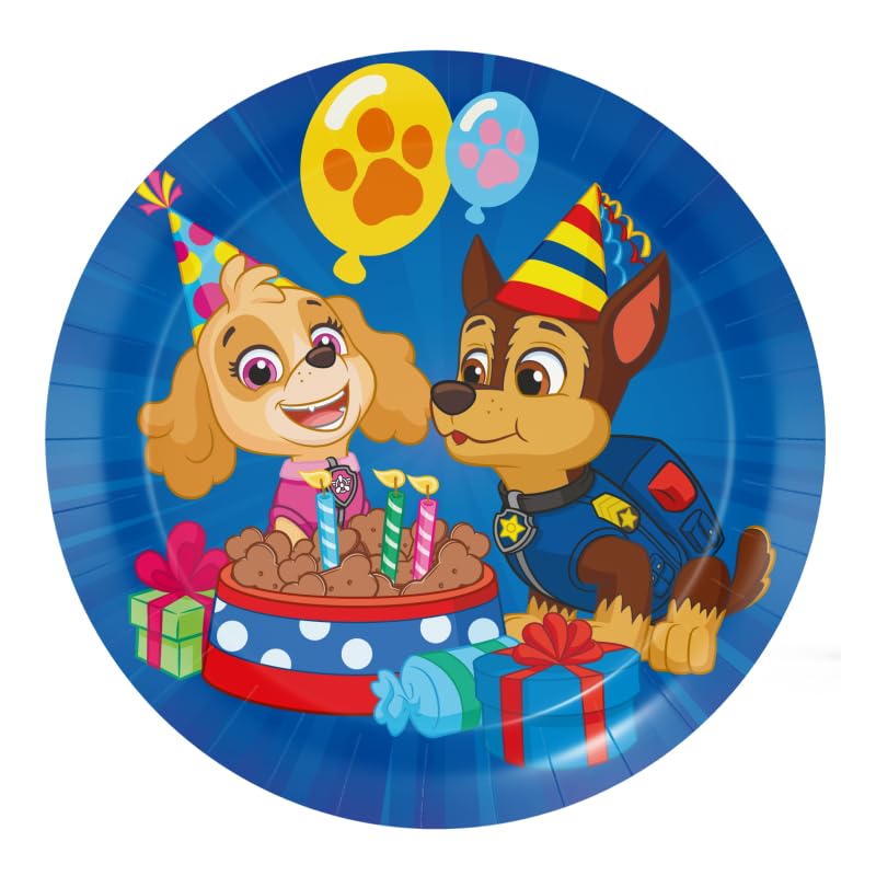 BeenSmile, 8 Platos Platos Patrulla Canina Cumpleaños 18 CM, Platos Desechables para Fiesta de Cumpleaños Infantil, Artículos de Decoración para Fiestas Temáticas