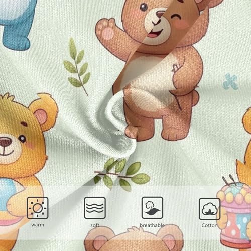 Cute Cartoon Brown Bears Beige Little Girl Panties Toddler Underwear Floral Cotton Fun Briefs Girls Undies 2t3