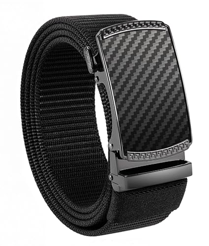 Image of Chaoren Leather Ratchet Belt 2 Pack Dress with Click Sliding Buckle 1 3 /8 inch in Gift Set Box - Adjustable Trim to Fit