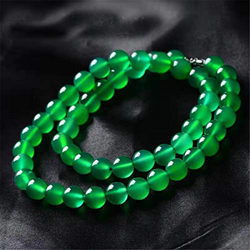 Collier calcédoine verte véritable perles 8mm création artisanale