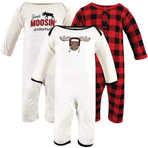 Hudson Baby Girls Unisex Cotton Coveralls, Winter Moose, 12-18 Months, Winter Moose, 12-18 Months US