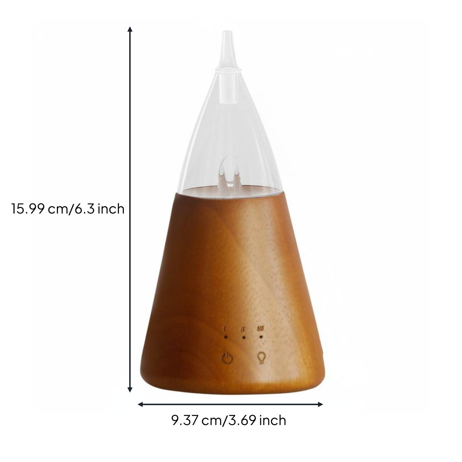 B Baosity Diffuseur d'Arômes Diffuseur d'Huiles Essentielles Nébuliseur Appareil Odorant Chêne Robuste et Verre Minuterie 2h et Lumière Douce Adapté au Sommeil, Tour Marron