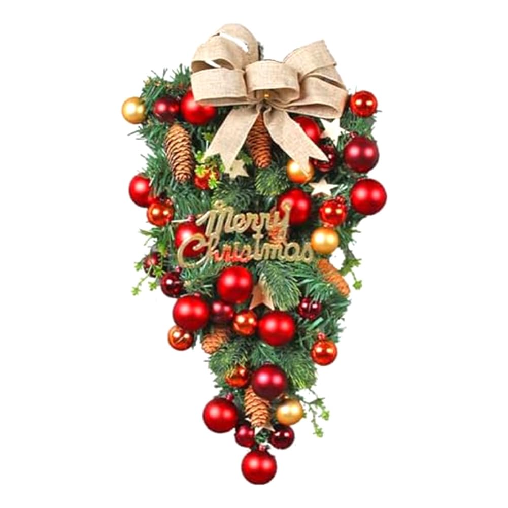 CTRLZS 1 PCS Christmas Tardrop and Wreath As Shown 23x9x47cm for Front Door Winter Christmas Staircase Garland for Christmas Decorations Ornaments