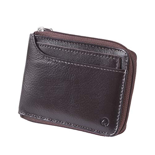 Carteira Masculina Porta CNH Couro Legítimo Fechamento Zíper 188 (Café)