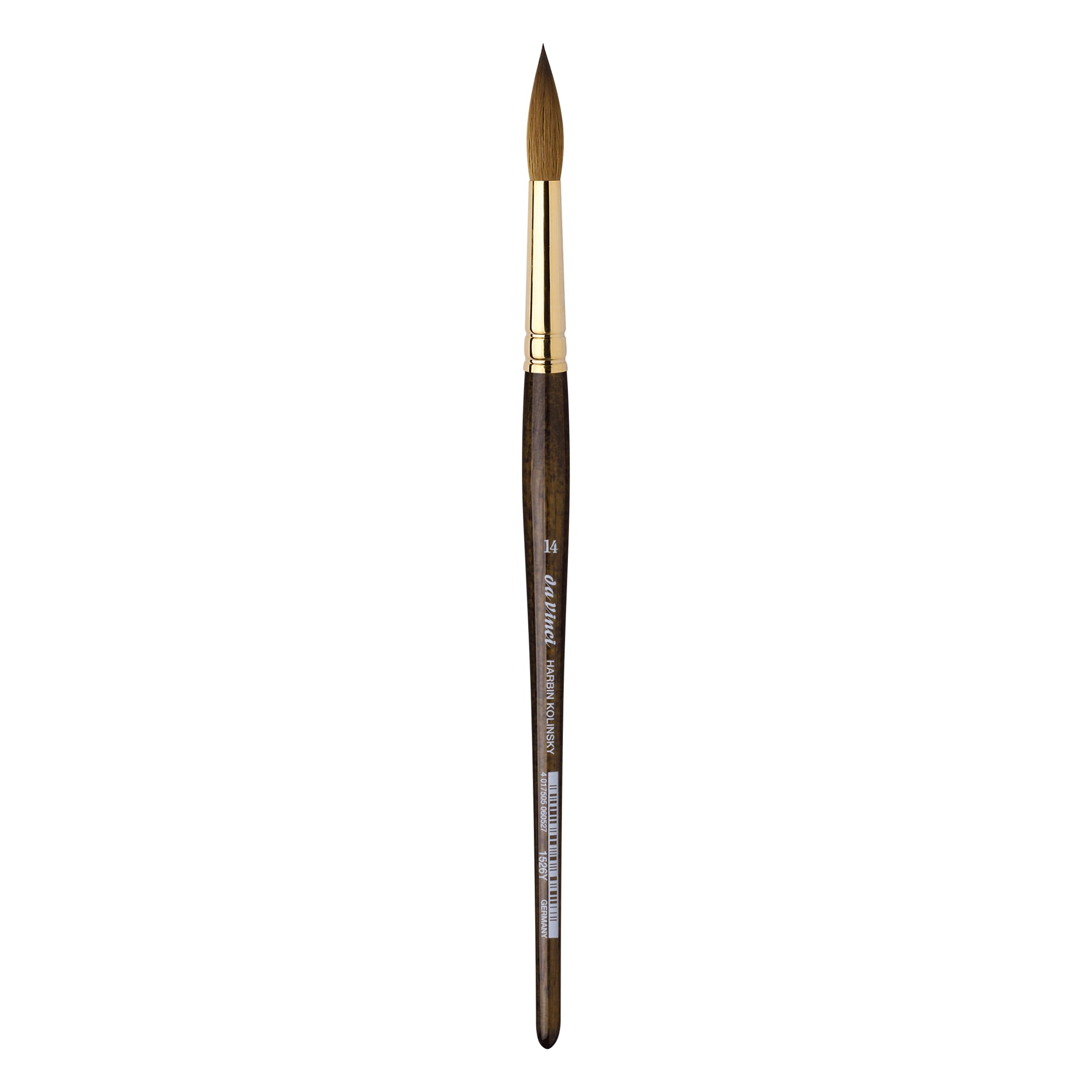 da Vinci Watercolor Series 1526Y Paint Brush, Round Harbin Kolinsky Red Sable with Black Handle, Size 14