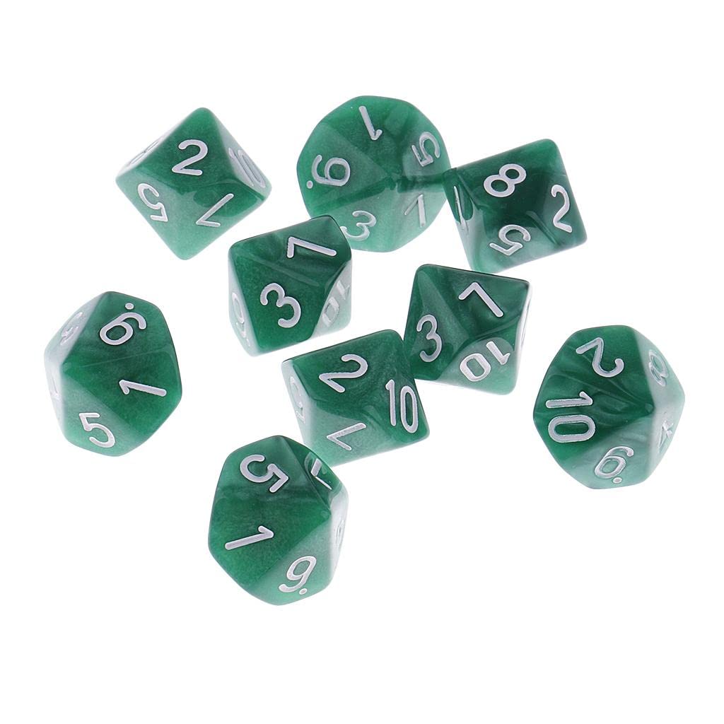 ATORSE Toy 10 Pieces Plastic 10-Sided Dice D10 for Party Bar Game Accessory Green-Toys & Hobbies-Games-Role Playing Games-Dungeons & Dragons-Accessories & Dice-image-49