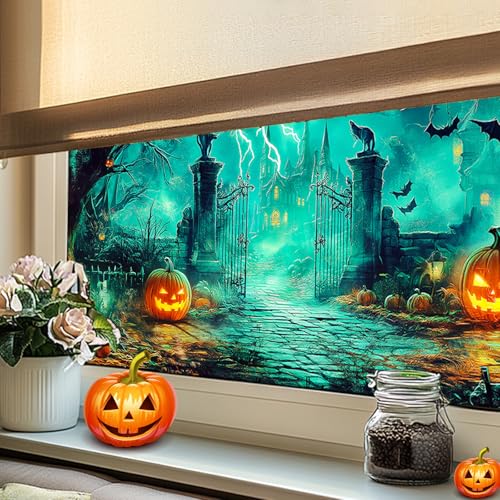 Película estática para ventana Halloween Castillo Embrujado miniatura 6