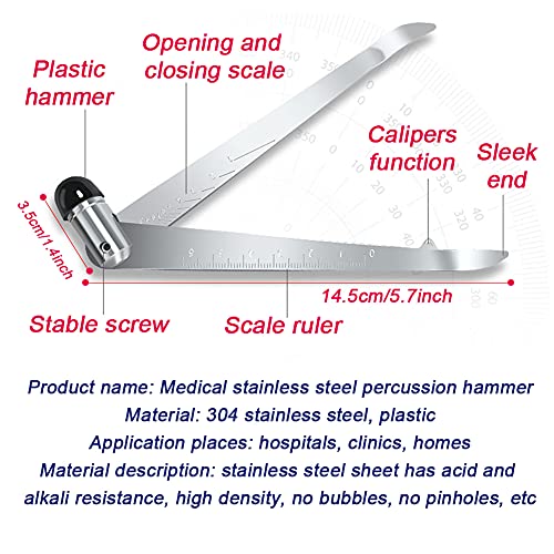 Neurologische Hamer met Schaalliniaal en Rubberen Kop Verdikking Van Roestvrij Staal Spierreflexhamer Duurzaam Niet… - Image 8