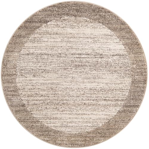 Image of Unique Loom Del Mar Collection Area Rug - Abigail (4' 1 inch Round Beige /Ivory)