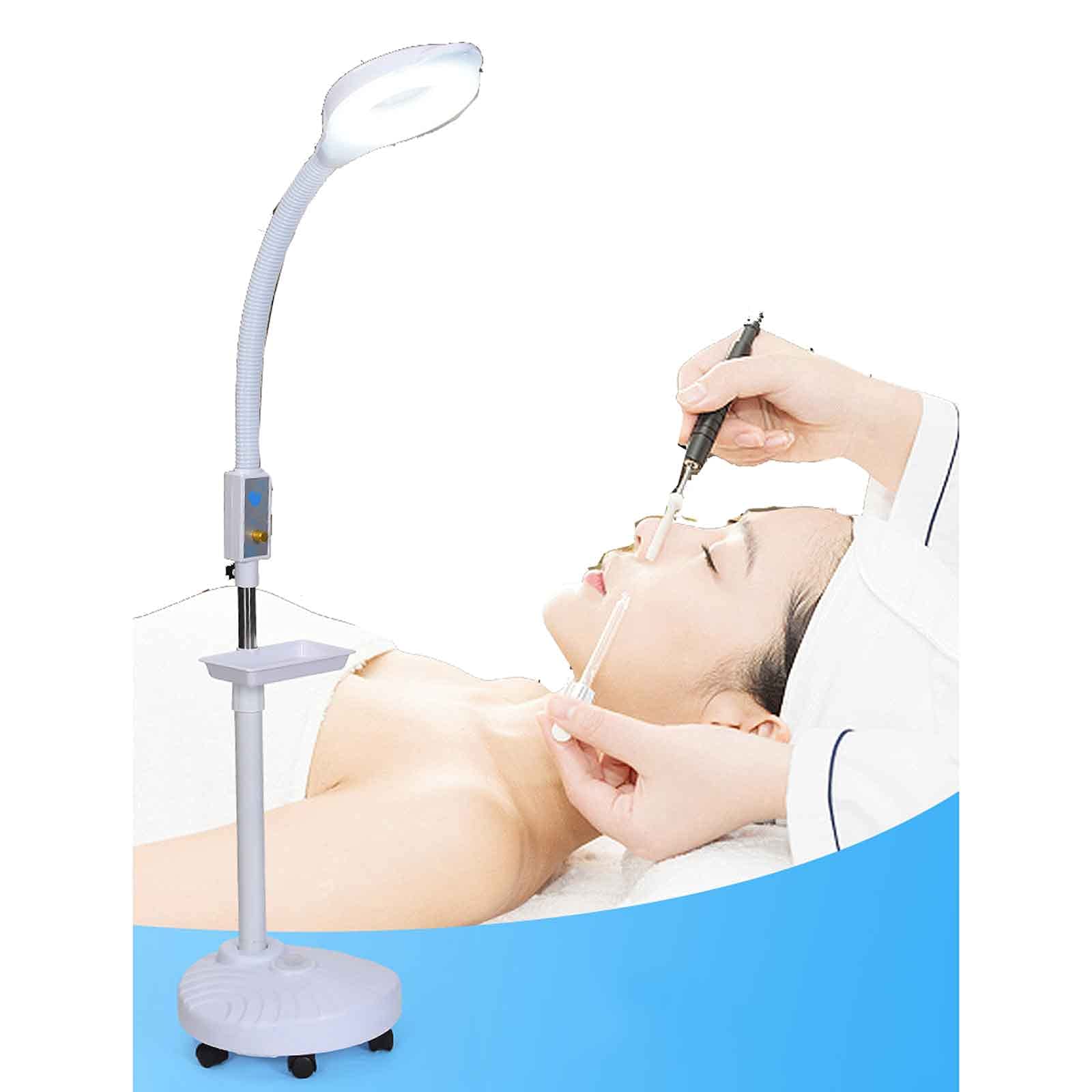 Aioneer Led Beauty Light, Tattoo Lamp Dimming Magnifier Beauty Salon Floor Lamp 8X Magnifying Lens,Flexible Height Adjustable Gooseneck Standing Cold Light