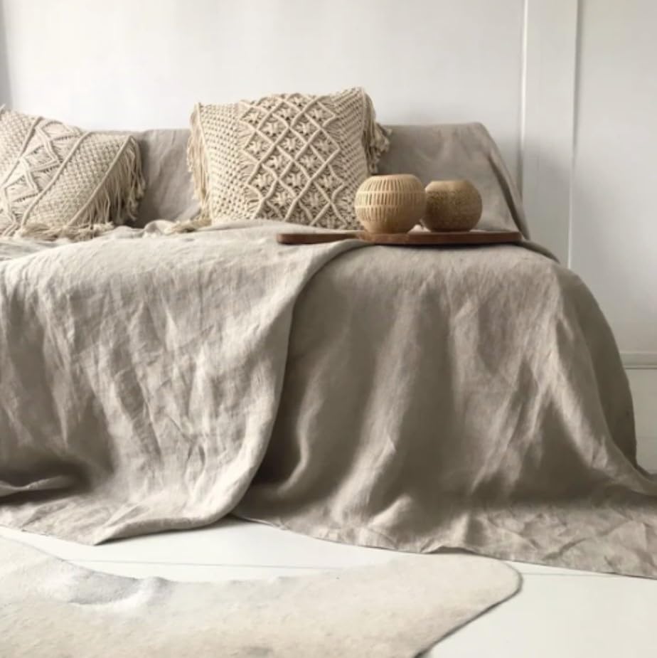 L'Emporio Casa Telo Copridivano Copriletto Tela Grossa Robusta Cotone in Panama 160X260-260x280-360x280 Misure Maxi Lenzuolo Copritutto Cotone Granfoulard Made Italy (NATURALE, 260X280)