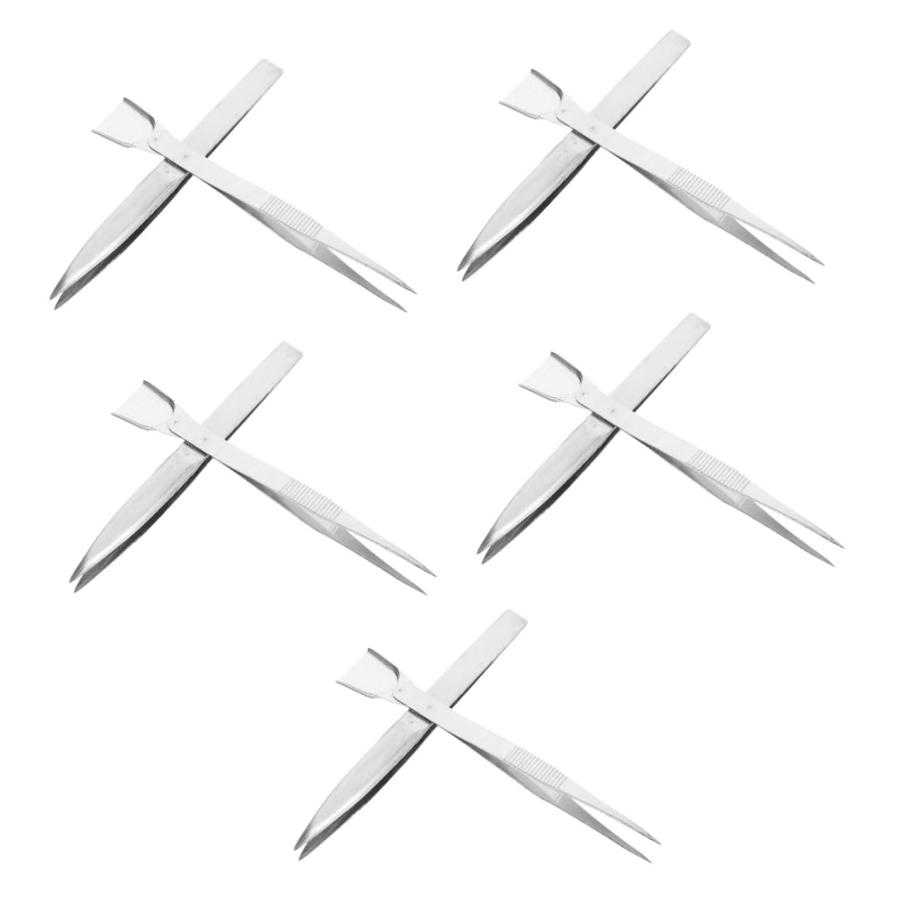 NUOBESTY 5 Sätze Pinzetten Mit Spatel Schmuck Herstellung Strasspinzette Juwelierpinzette Bußgeld Antistatische Pinzette -pinzette Rostfreier Stahl Silver 2 Stück * 5