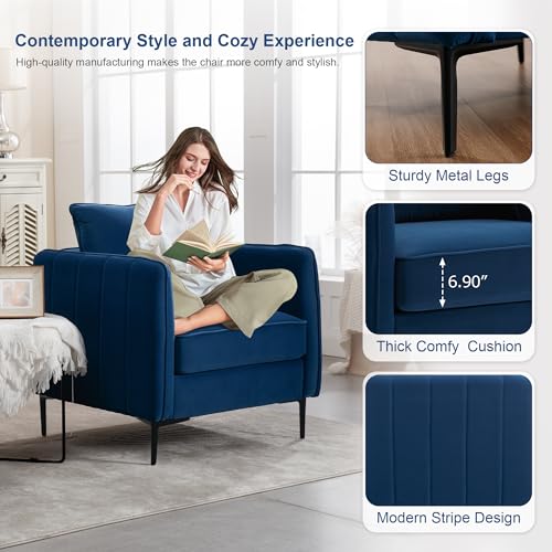 Sillón Plegable Terciopelo Azul miniatura 4