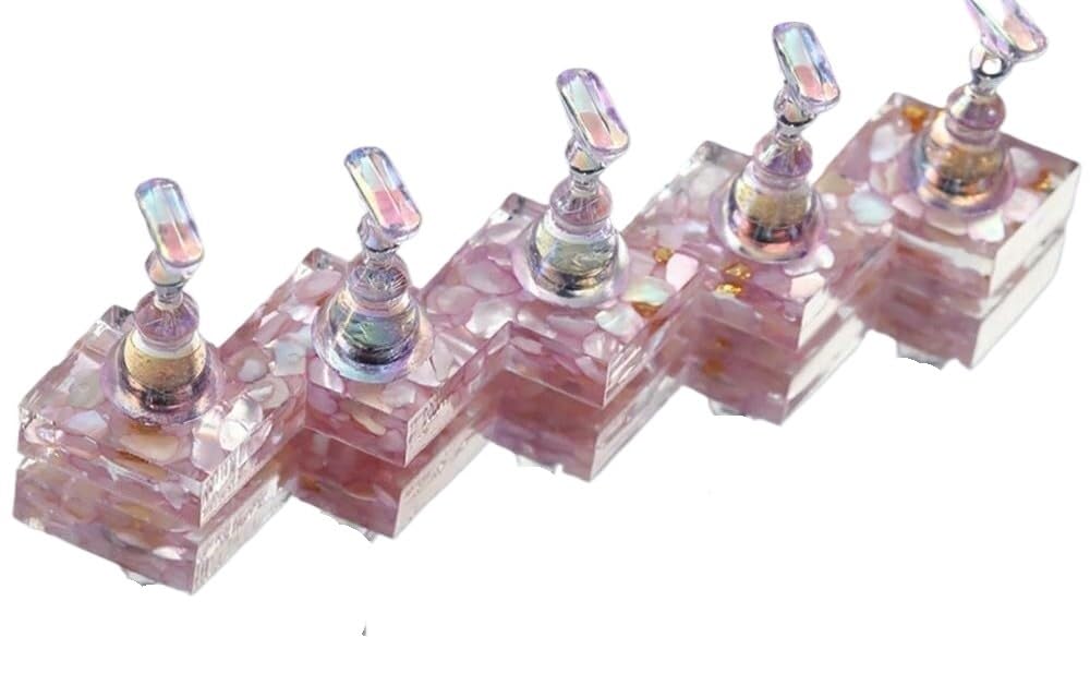 HIFRQVVC Nail Practice Holder, Nail Display Stands Set Square Round Base Multicolor(04-square Purple)