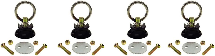 Pit Posse Aluminum L Track Anchor Tie Down Rings (4 Pack) S Track Quick Disconnect System - Enclosed Cargo Trailer, Utility, Flatbed, Truck, SUV, RV, Cargo, Hauling - 4000lb Pull Capacity (Black)