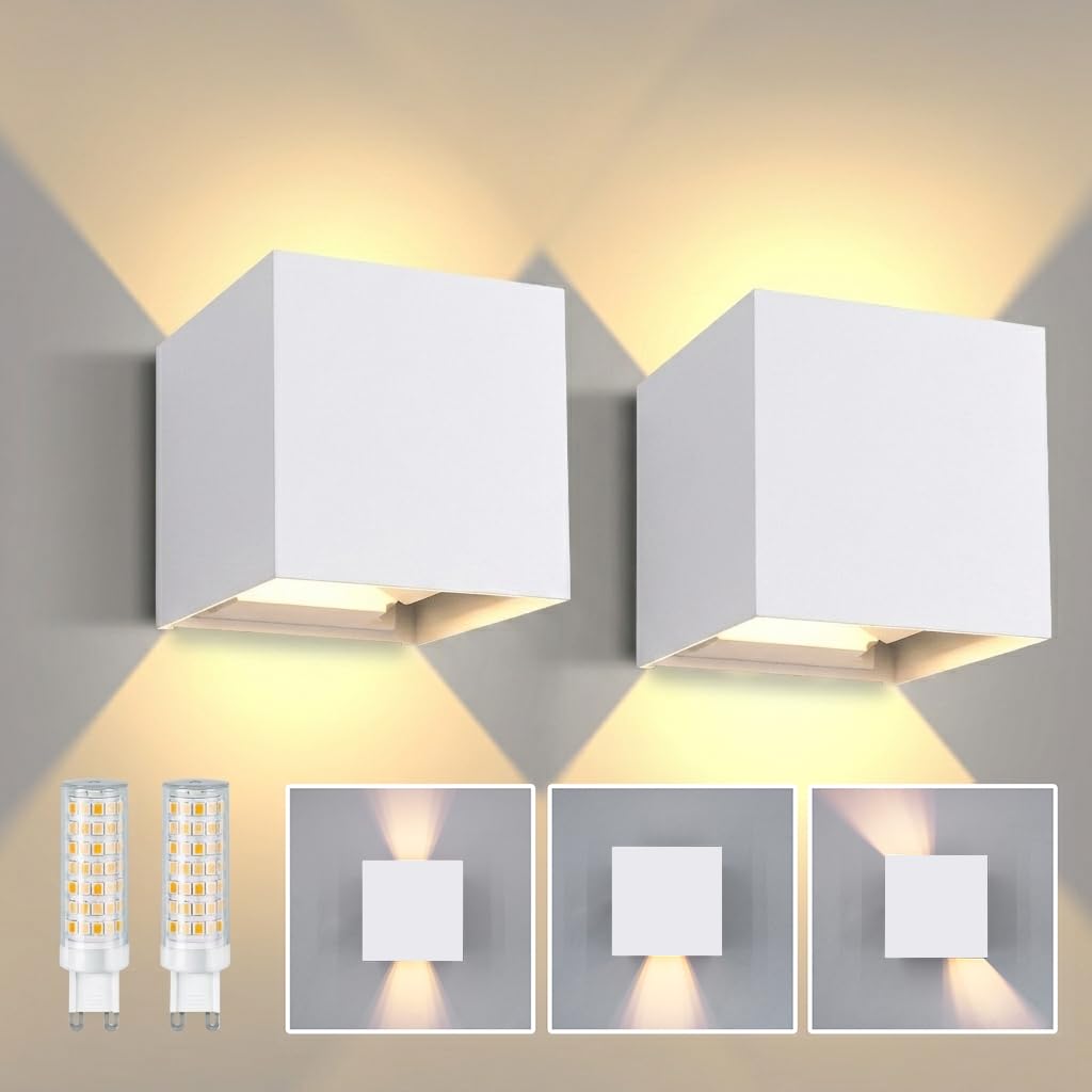 KICAAO 2 Stück Wandlampe Austauschbarer 5W G9 LED Lampe,Weiß Warmweiß 3000K