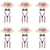 Union Jack Accessory Set - Pack of 1 - Union Jack Braces, Bowtie and Boater Hat - Adults King's Coronation VE Day Street Party Fancy Dress Costume