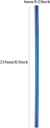 Miniatura 2 de Pajitas rectas de metal reutilizables azules, 100 unidades a granel (8.5 pulgadas de largo, azul-100 piezas rectas)