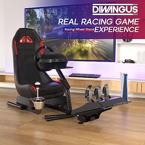 image for DIWANGUS Racing Simulator Cockpit Steering Wheel Stand with Seat Gamin
