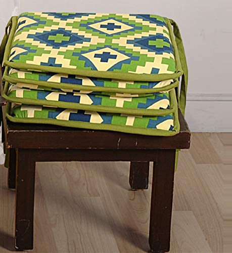 Image of Swayam Pure Cotton Reversible Chair Set Pads with Loops 16X16 | Machine Washable Chair Pad Set of 1 | Indoor Square Cushion Seat Or Chair Pads