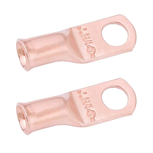Miniatura 545 de SELTERM - 2 terminales de anillo resistentes para cable de batería, calibre 4 AWG, pernos de 3/8 pulgadas, terminales de calibre 4, ojales de cobre