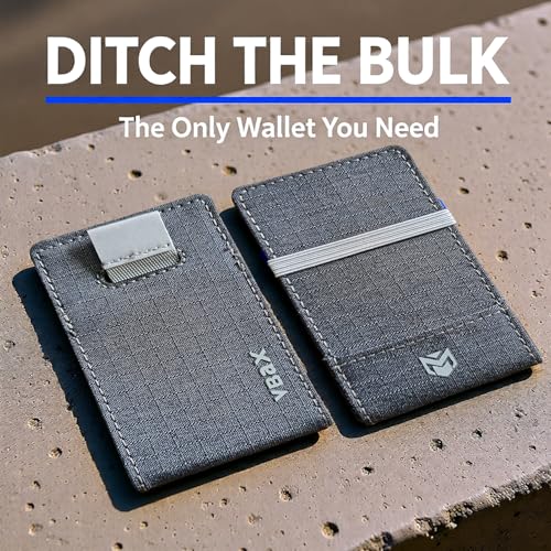 Image of RFID Minimalist Slim Wallet for Men and Women, Holds Up to 12 Cards, Cash, Key Thin and Lightweight Credit Card Holder (Grey Microfiber - Arctic Edition)