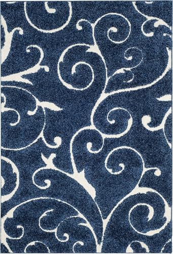 Image of Anti Slip Soft Shaggy Carpets for Living Room Bedroom Hall Kitchen Home Modern Fluffy Rugs Size 3x5 Feet Color Blue