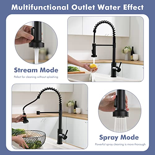 Gimili GM1043B Matte Black Touchless Kitchen Faucet Motion Sensor Activated Smart Hands Free Kitchen Faucets With Pull Down Sprayer Single Handle Spring Kitchen Sink Faucet thumb #3